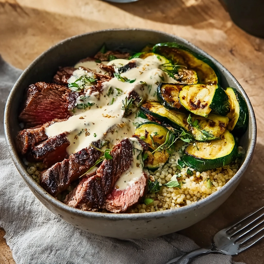 Smoky Grilled Steak Bowl with Creamy Zucchini - Image 3