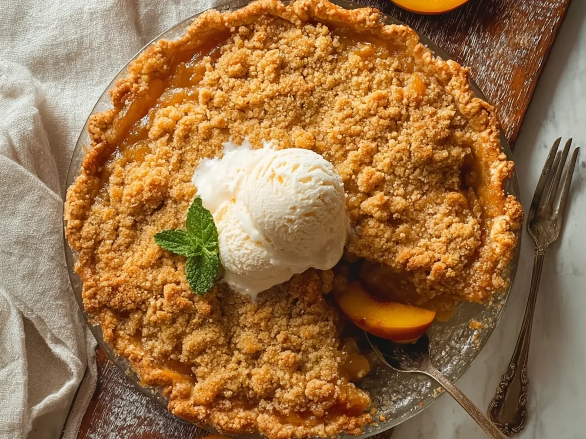 Classic Peach Crumble Pie: A Homestyle Summer Treat - Image 1