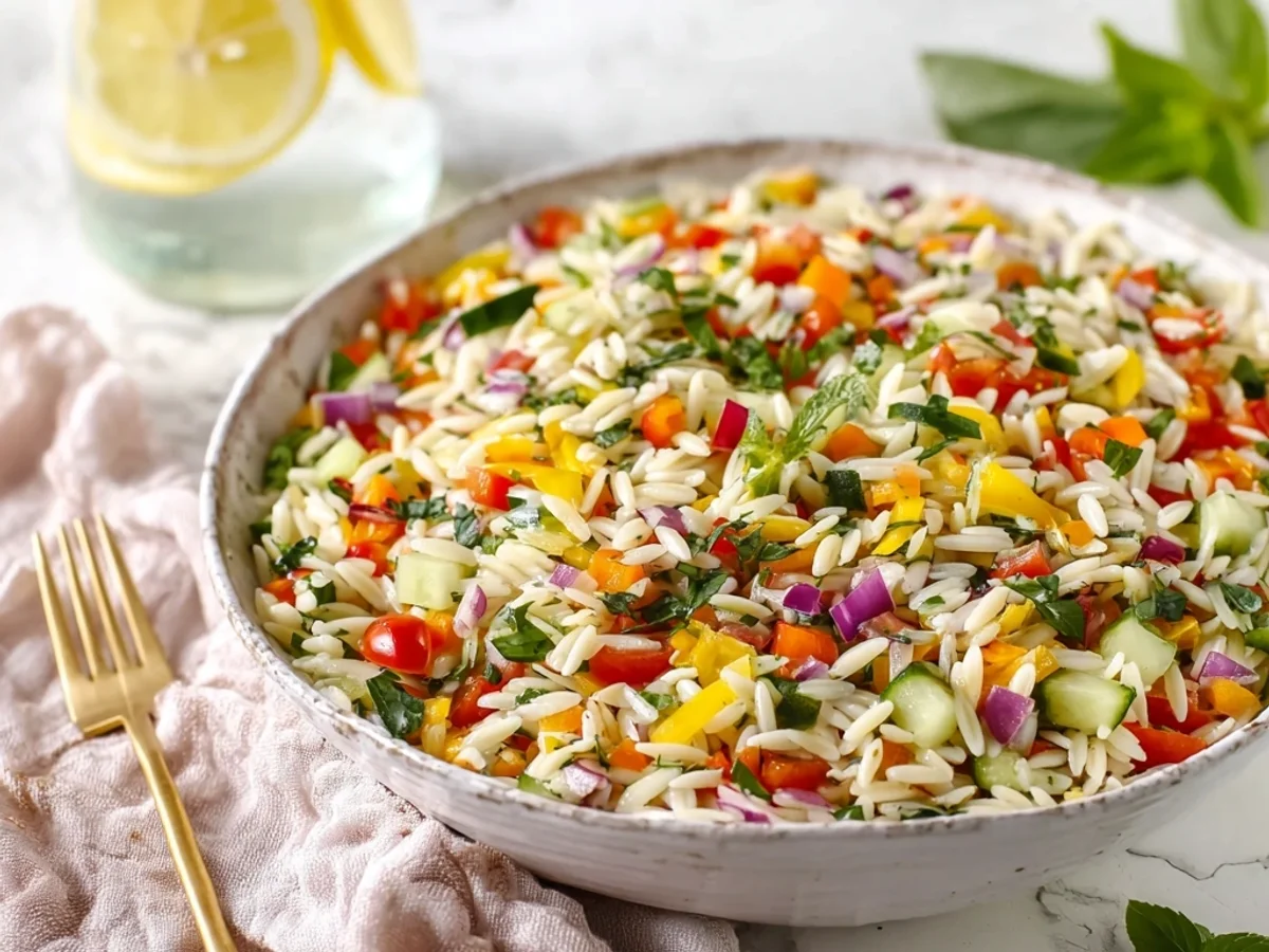 Colorful Rainbow Orzo Salad: Bright & Zesty Pasta Bowl - Image 2