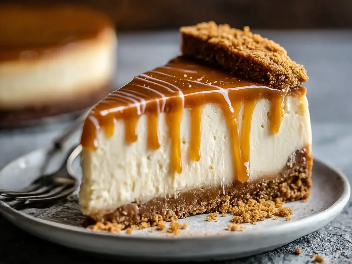 Creamy Biscoff Salted Caramel Cheesecake - Image 1