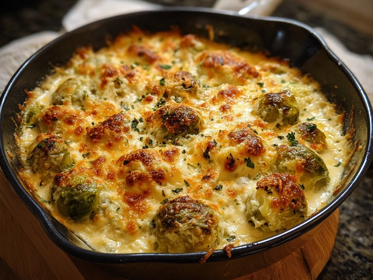 Creamy Cheesy Brussels Sprouts Bake: Easy Side Dish - Image 2