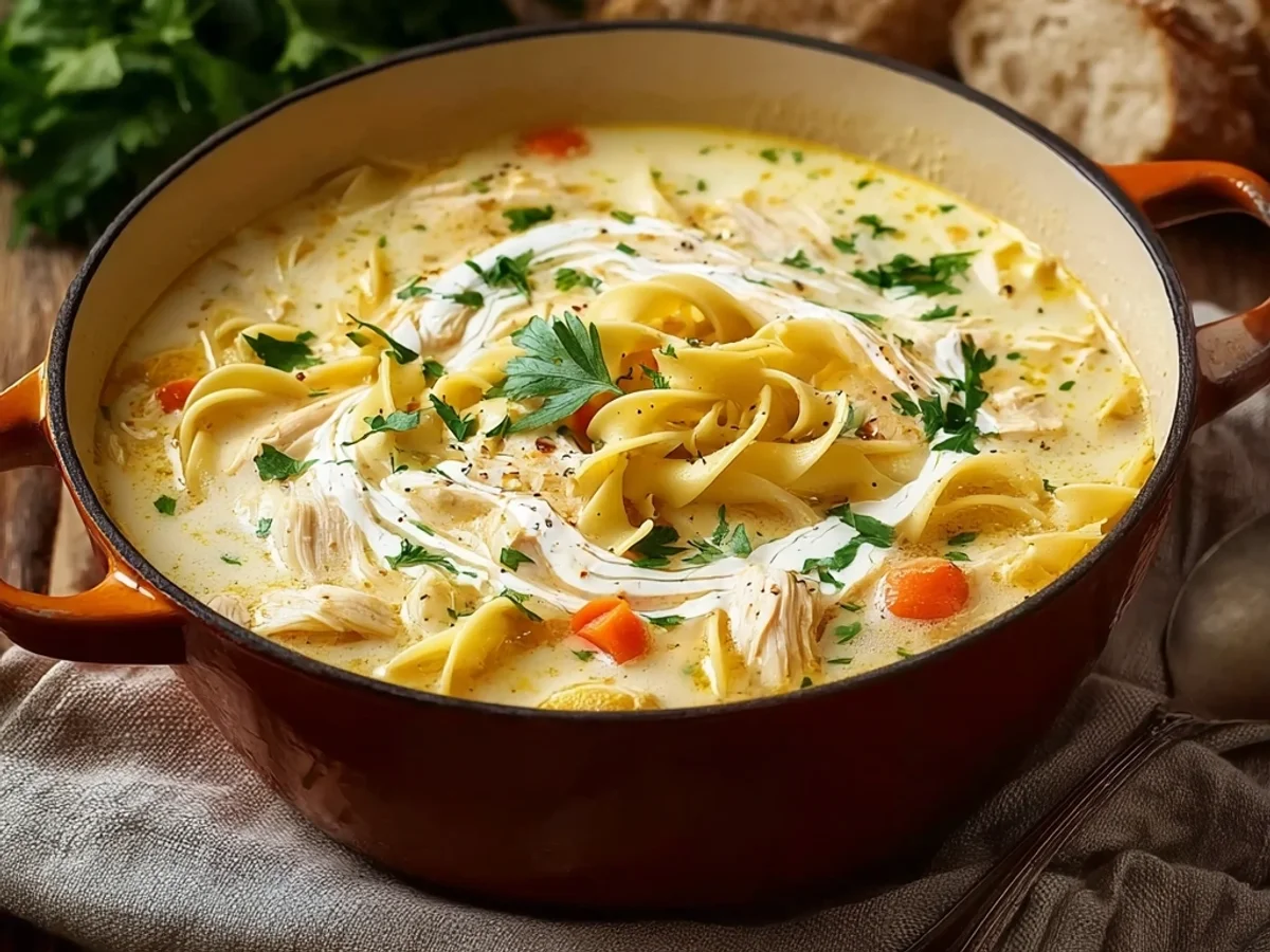 Creamy Chicken Noodle Soup: Simple Homestyle Comfort - Image 1