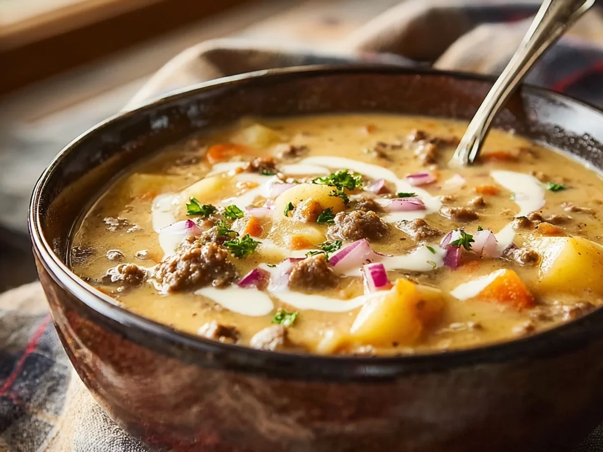 Creamy Crockpot Cheeseburger Soup: Easy Weeknight Meal - Image 2