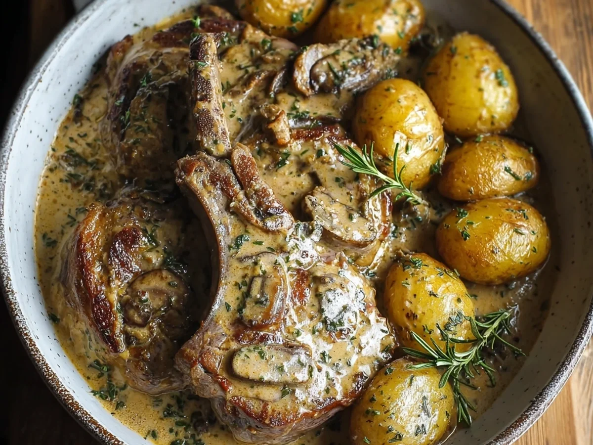 Creamy Garlic Lamb Chops Crockpot: Easy Weeknight Dinner - Image 1