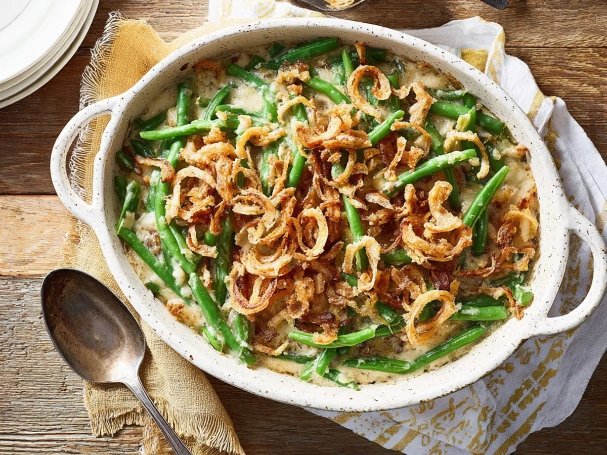 Creamy Green Bean and Potato Casserole with Crispy Onions - Image 1