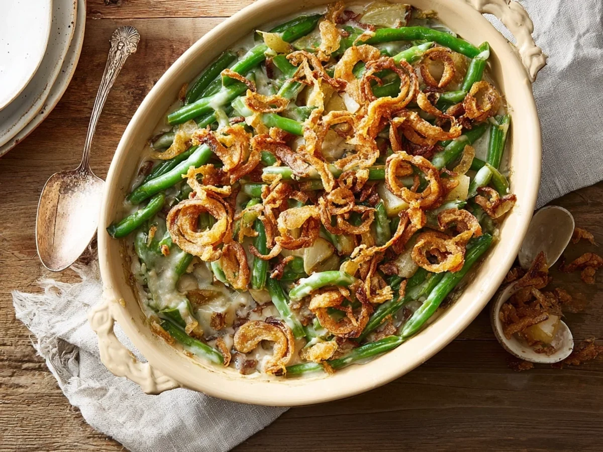 Creamy Green Bean and Potato Casserole with Crispy Onions - Image 2