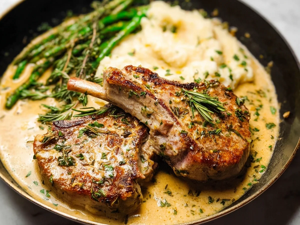 Creamy Lamb Chops with Savory Chicken Broth Sauce - Image 1