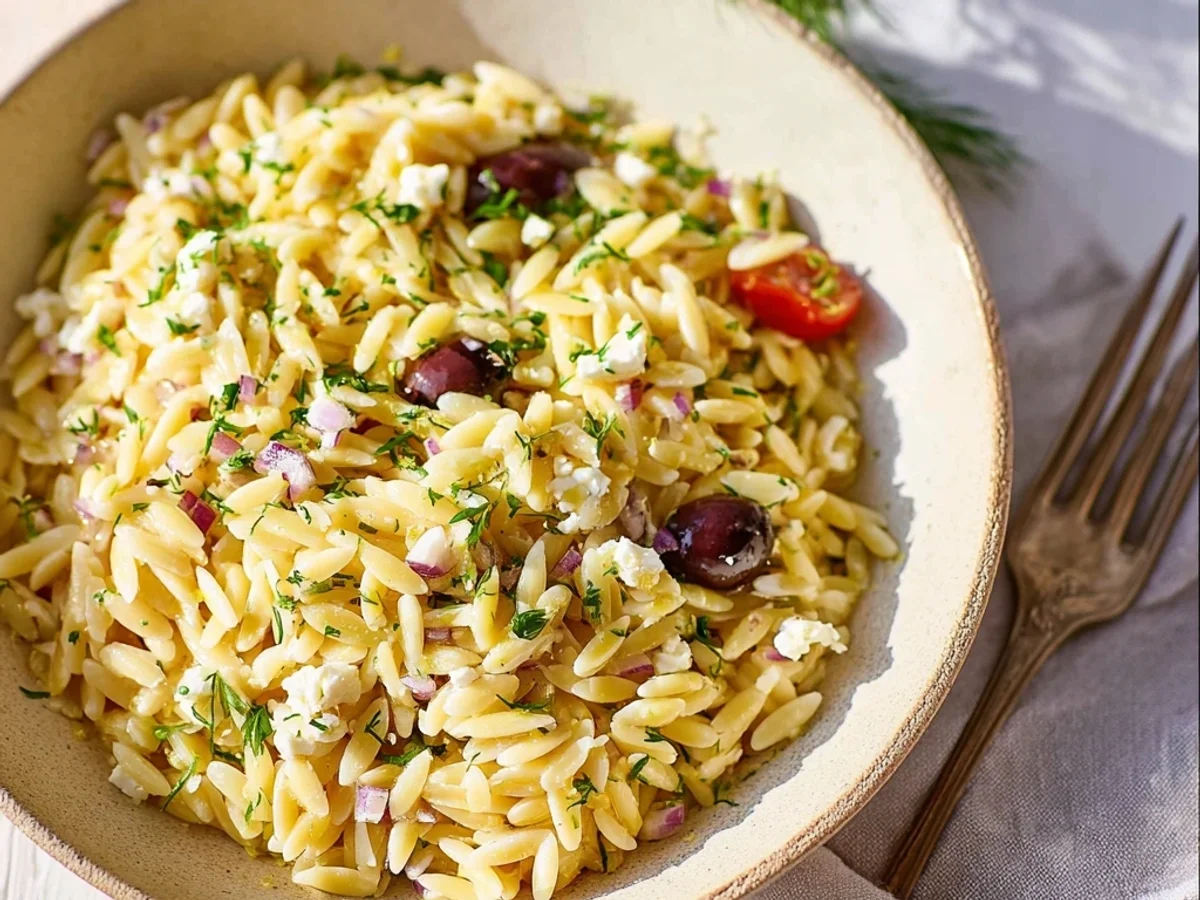 Creamy Lemon Greek Orzo Pasta Recipe with Feta - Image 2