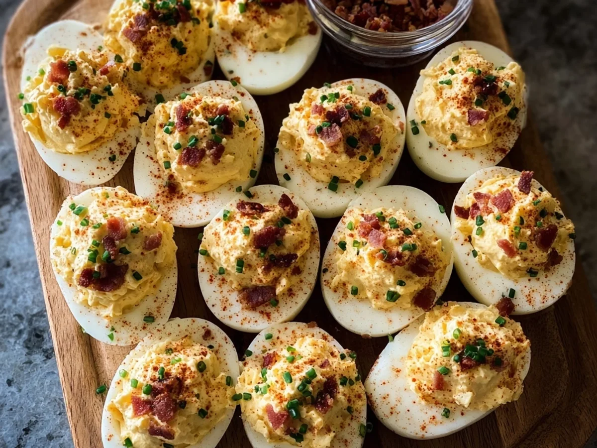 Creamy Loaded Deviled Eggs: A Savory Appetizer - Image 1