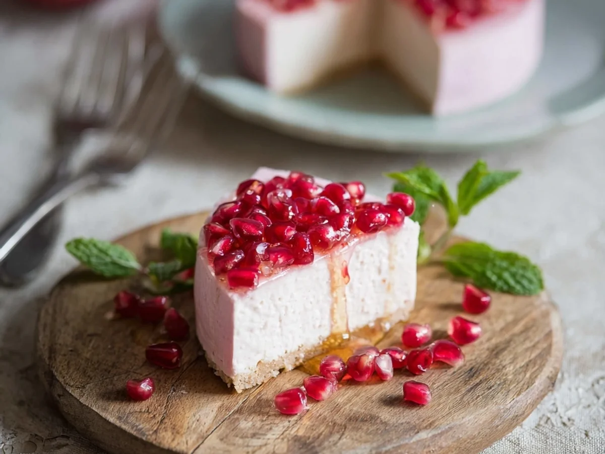 Creamy Pomegranate Yogurt Mousse Cake Delight - Image 1