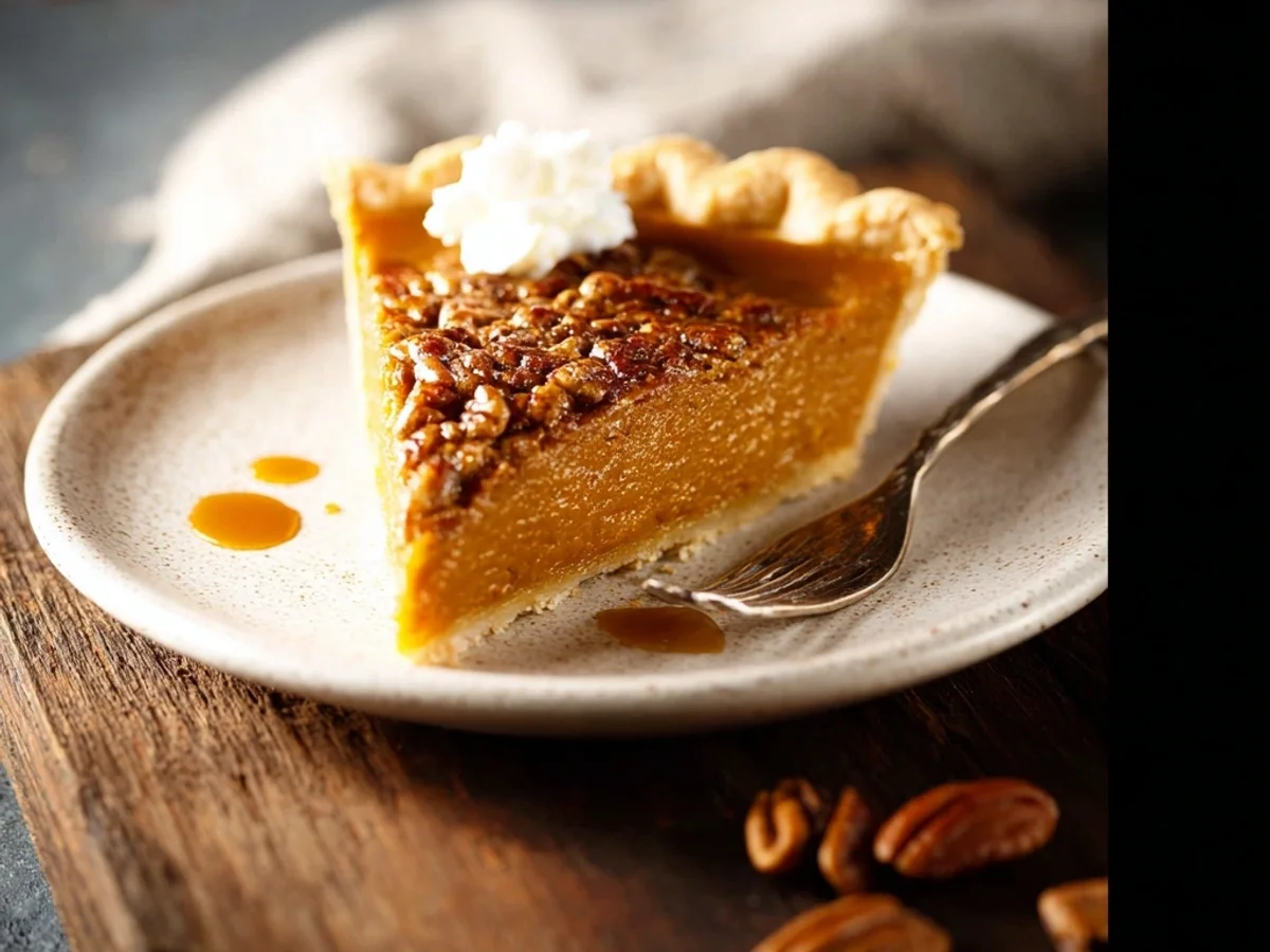 Creamy Pumpkin Pie with Caramel Pecan Crunch - Image 1