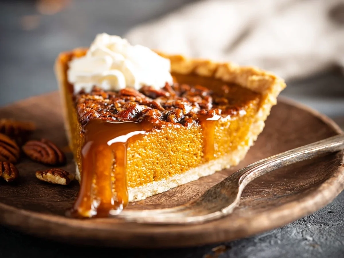 Creamy Pumpkin Pie with Caramel Pecan Crunch - Image 2