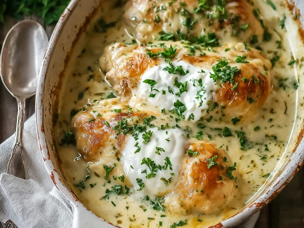 Creamy Smothered Cheesy Sour Cream Chicken Dinner - Image 2