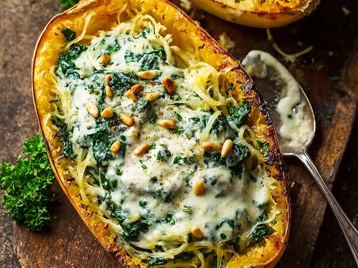 Creamy Spinach Stuffed Spaghetti Squash: A Weeknight Treat - Image 1