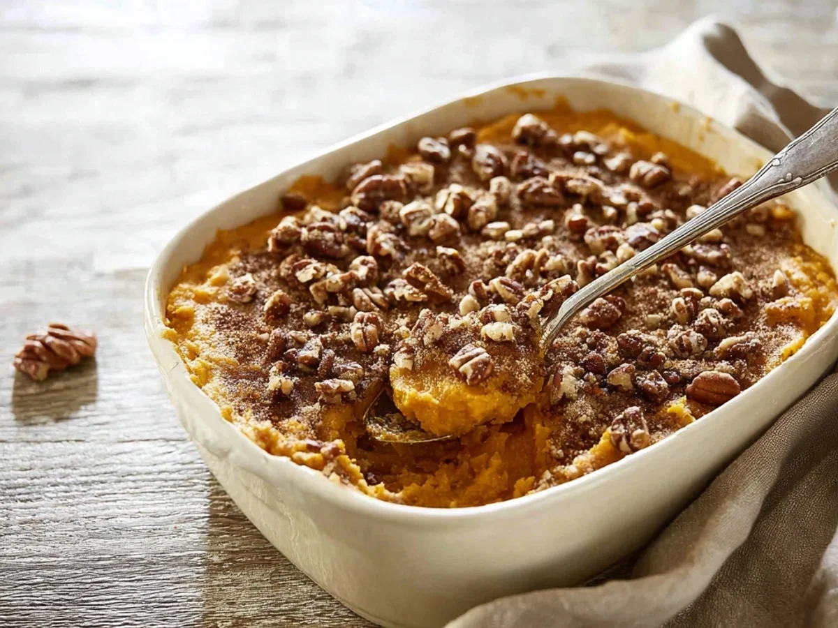 Creamy Sweet Potato Casserole with Pecan Crunch - Image 1