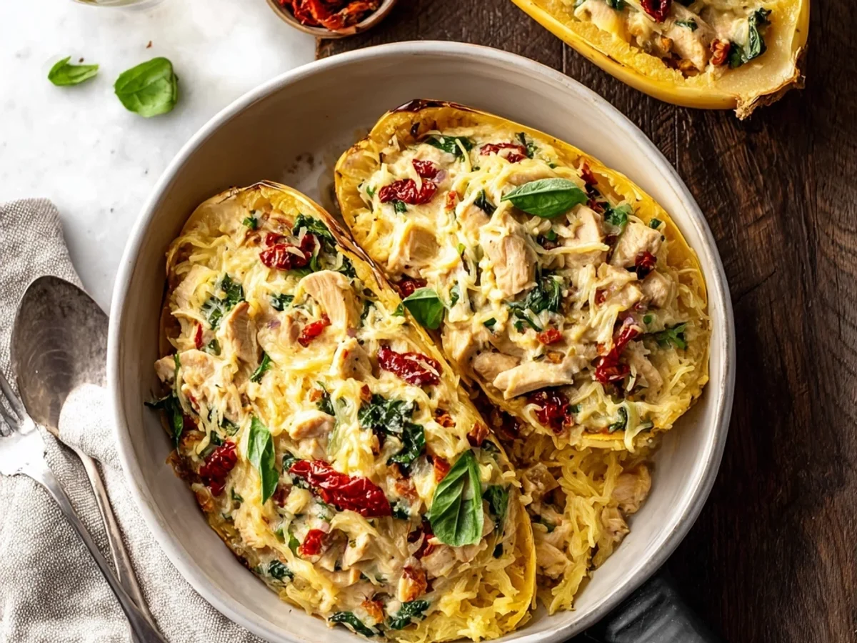 Creamy Tuscan Chicken Spaghetti Squash Dinner - Image 1