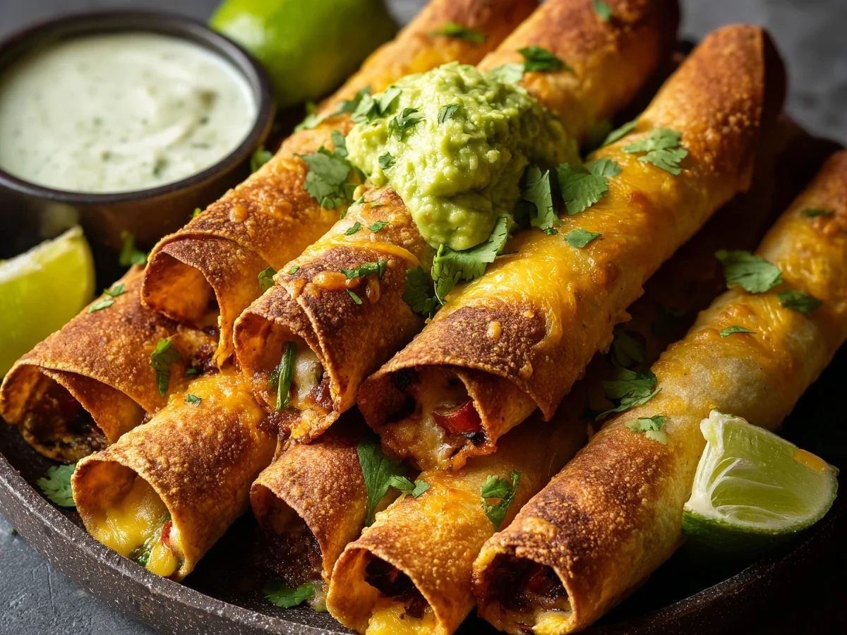 Crispy Baked Cheese & Pepper Taquitos with Avocado Crema - Image 1