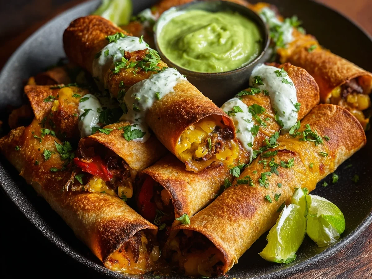 Crispy Baked Cheese & Pepper Taquitos with Avocado Crema - Image 2