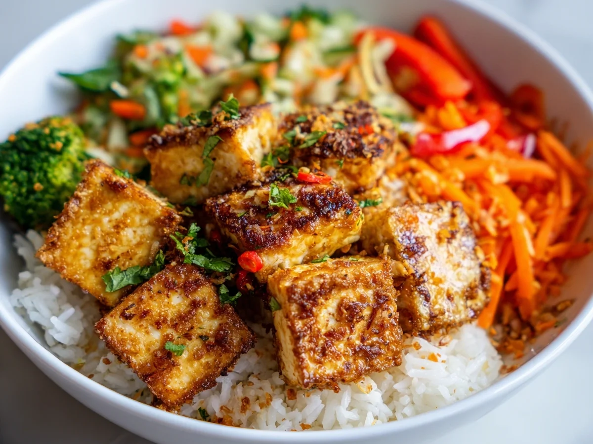 Crispy Coconut Tofu Bowl with Mango Salsa - Image 2