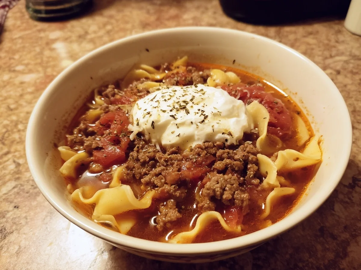 Crockpot Lasagna Soup with Beef & Ricotta - Image 1