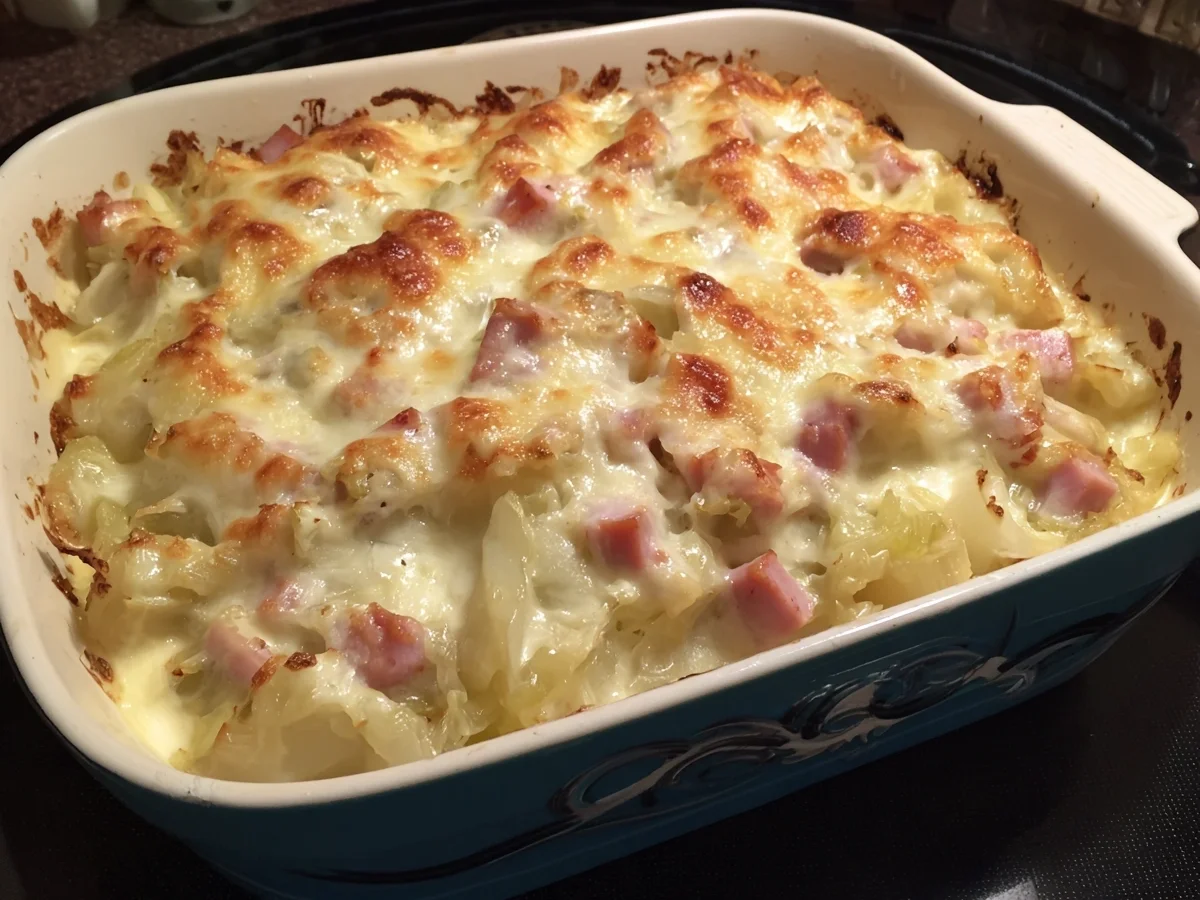 Easy Creamy Cabbage Casserole with Turkey Ham - Image 1