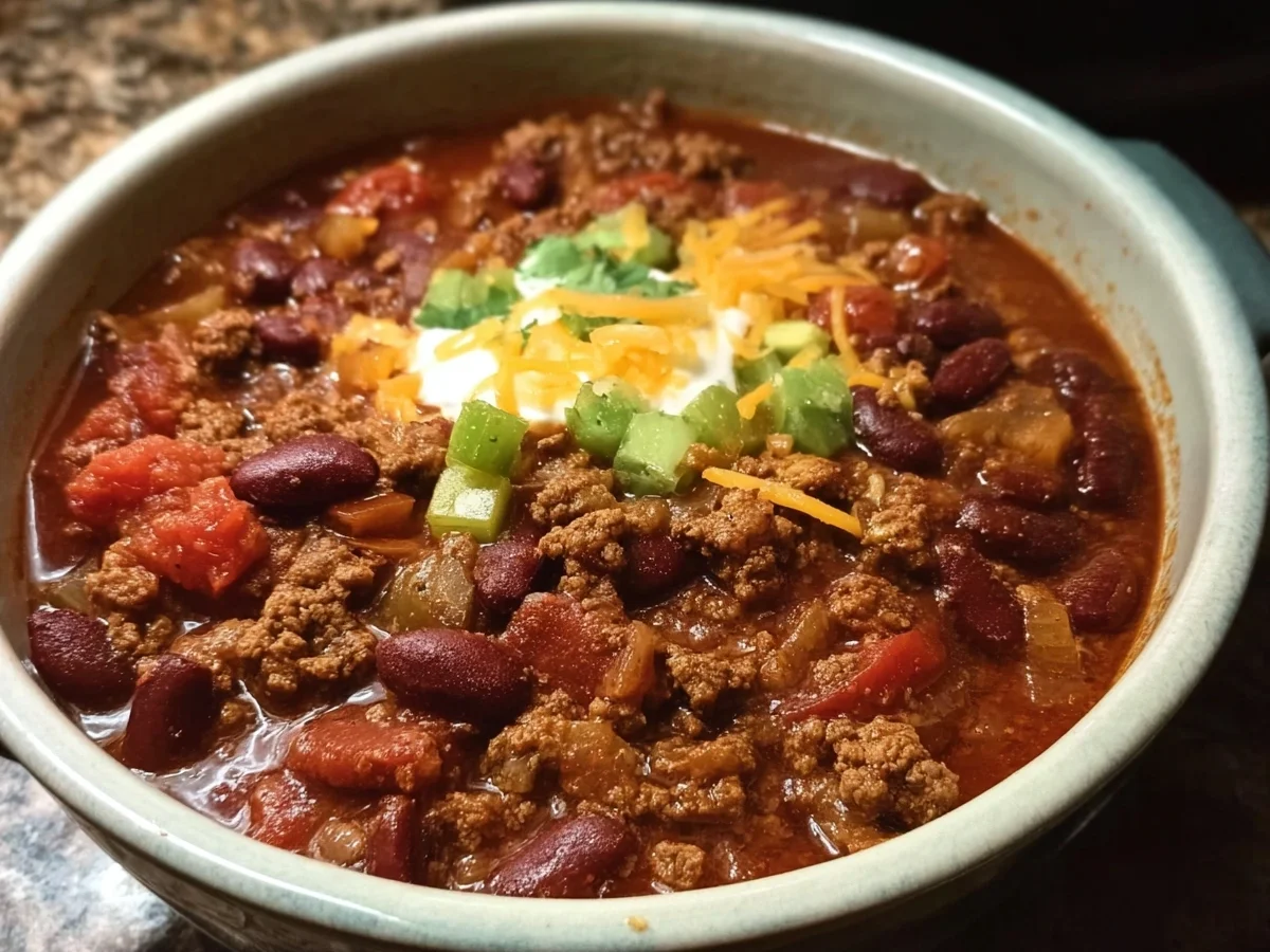 Easy Crockpot Ground Beef Chili with Beans - Image 1