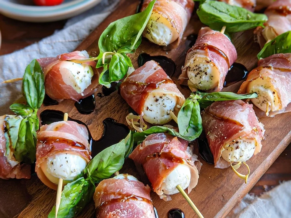 Easy Turkey Ham Wrapped Mozzarella Bites Appetizer - Image 1