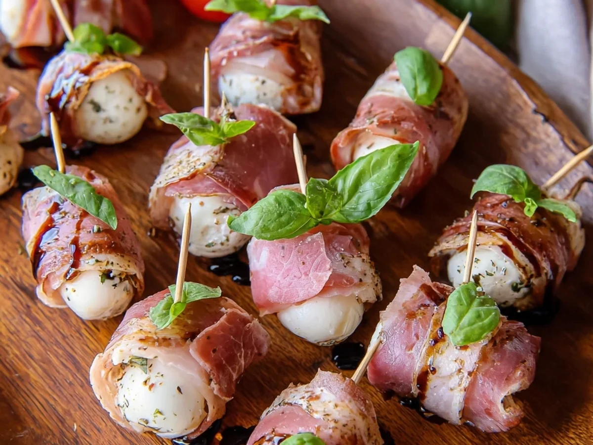 Easy Turkey Ham Wrapped Mozzarella Bites Appetizer - Image 2