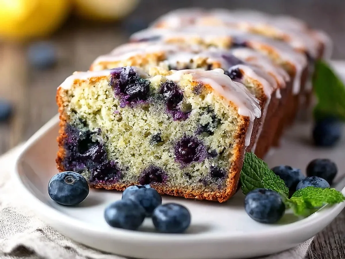 Fluffy Blueberry Zucchini Bread with Tangy Lemon Glaze - Image 1
