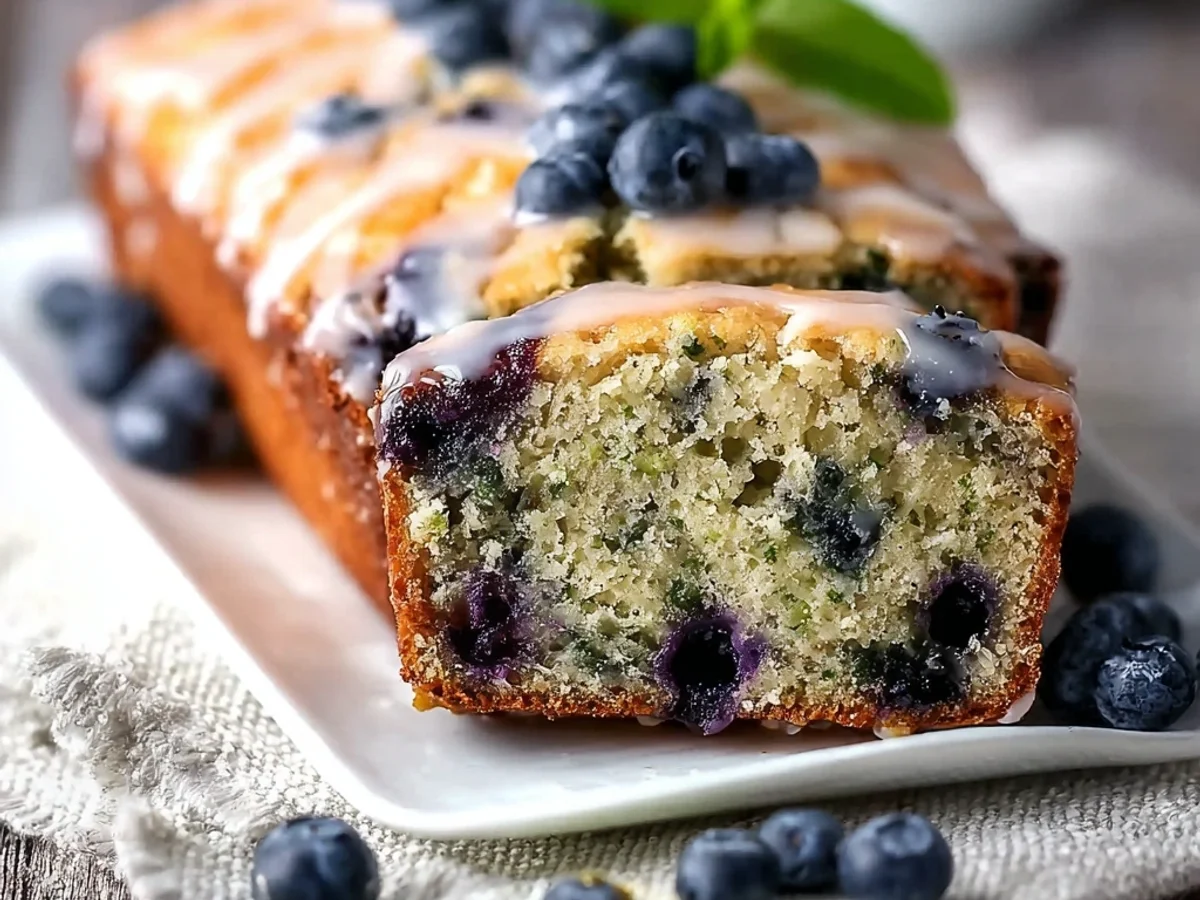 Fluffy Blueberry Zucchini Bread with Tangy Lemon Glaze - Image 2