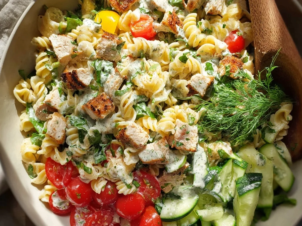 Fresh Chicken Pasta Salad with Zesty Lemon Herb Dressing - Image 1