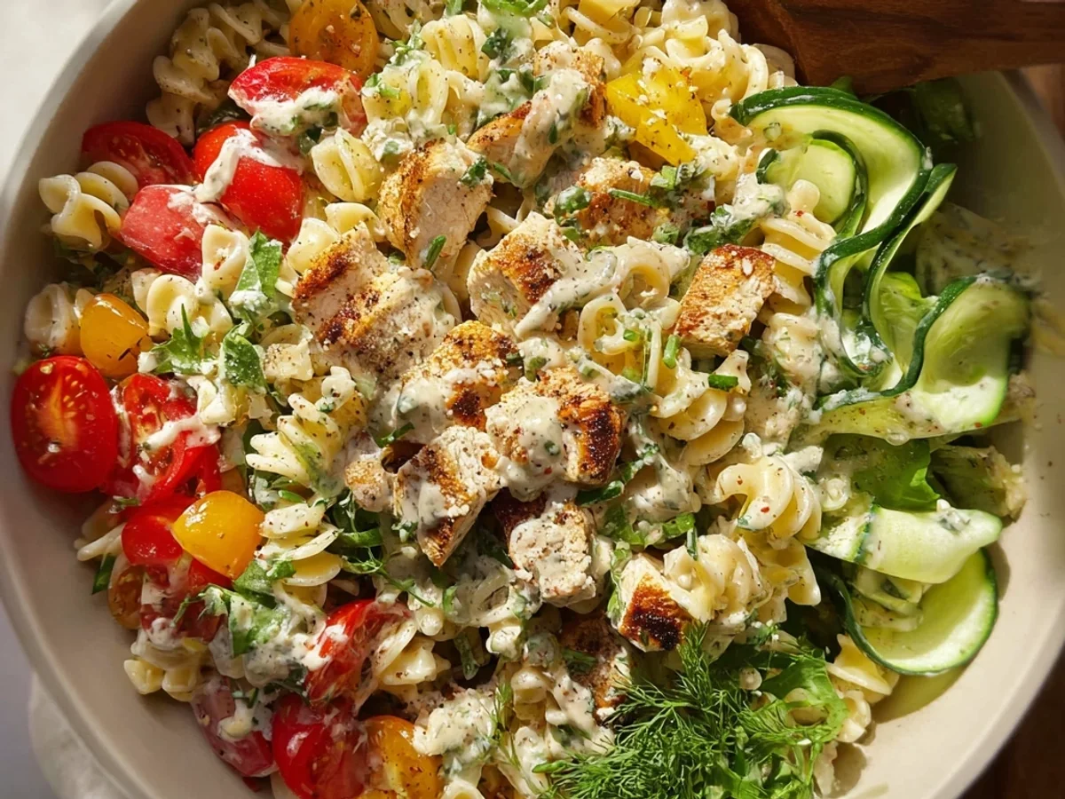 Fresh Chicken Pasta Salad with Zesty Lemon Herb Dressing - Image 2