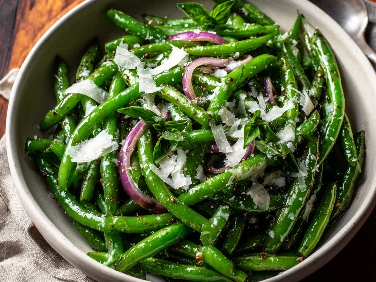 Fresh Green Bean Salad with Balsamic & Parmesan - Image 1
