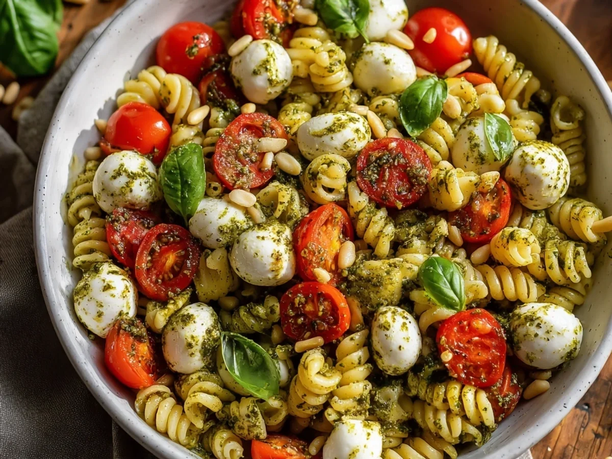 Fresh Pesto Caprese Pasta Salad: A Summer Favorite - Image 1