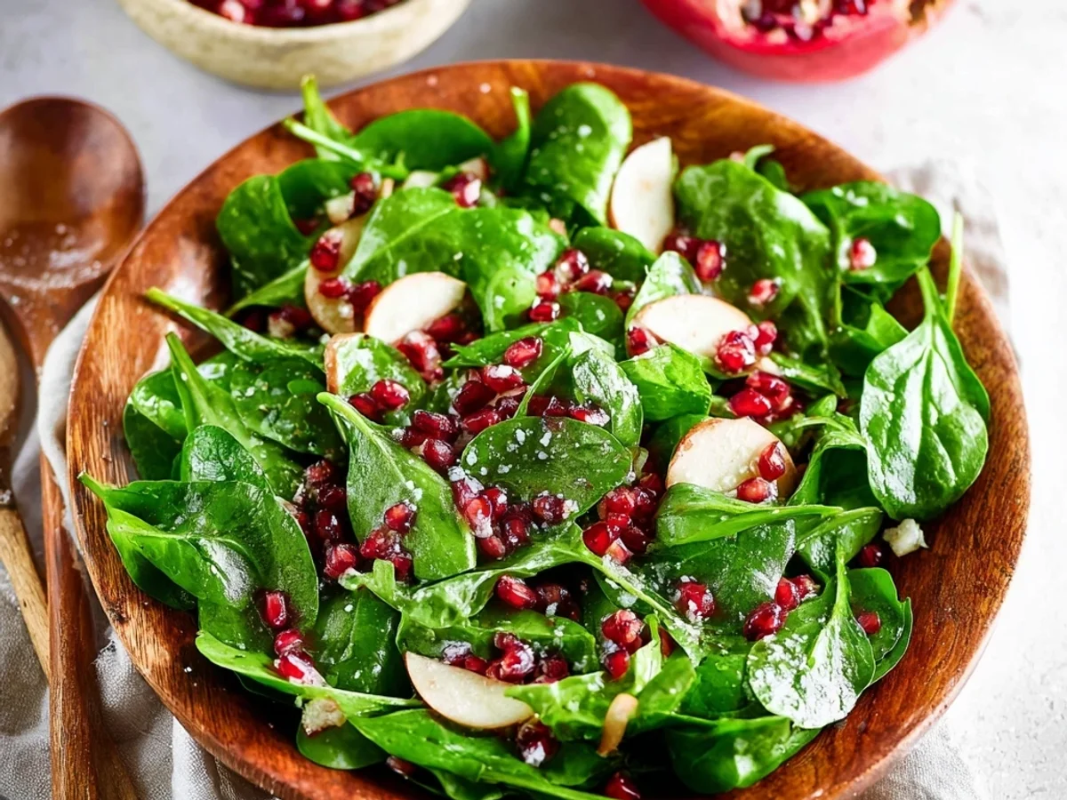 Fresh Spinach Pomegranate Salad with Zesty Dressing - Image 1