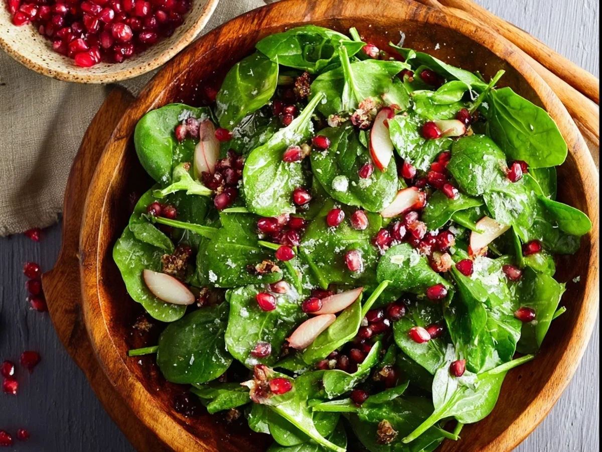 Fresh Spinach Pomegranate Salad with Zesty Dressing - Image 2