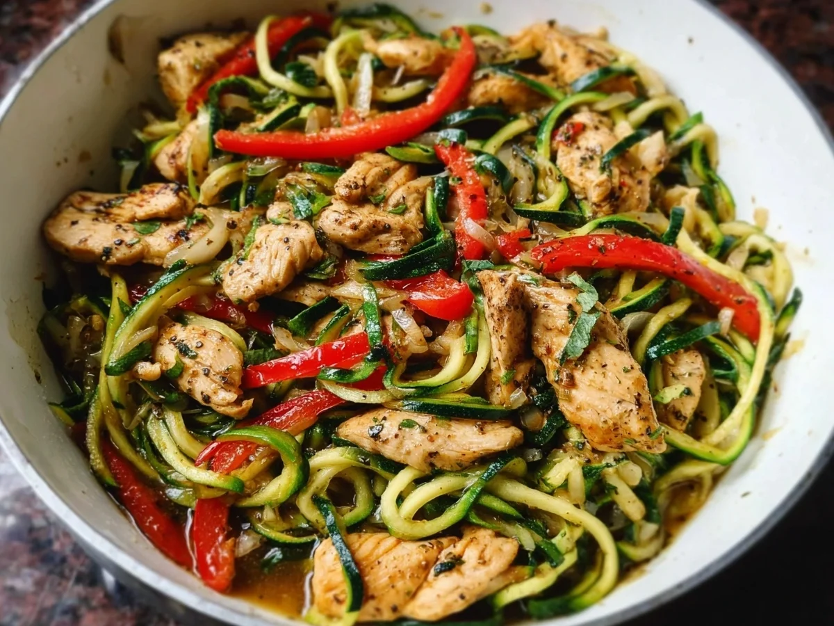 Garlic Chicken Zucchini Noodle Stir Fry (40g Protein) - Image 1