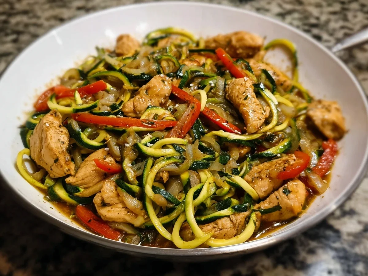 Garlic Chicken Zucchini Noodle Stir Fry (40g Protein) - Image 2