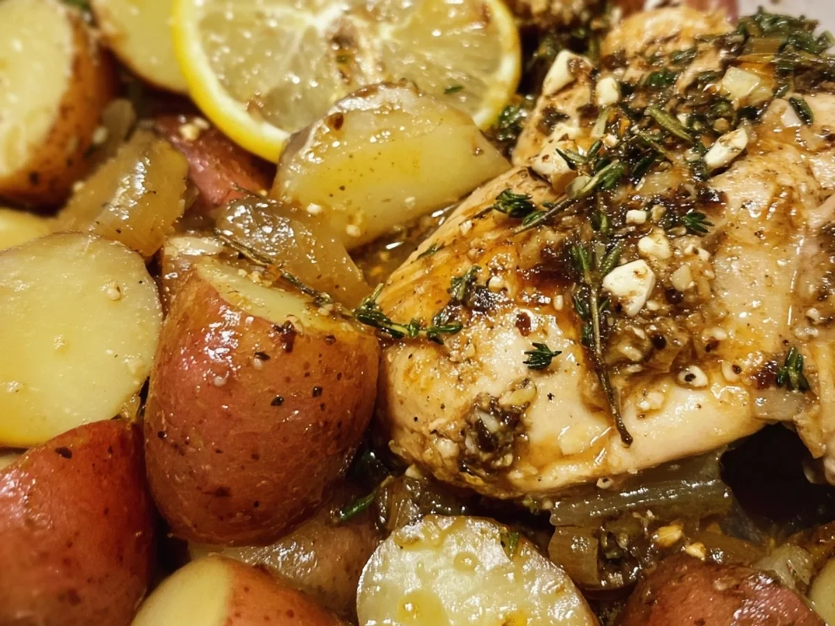 Healthy Crockpot Lemon Chicken & Potatoes - Image 1