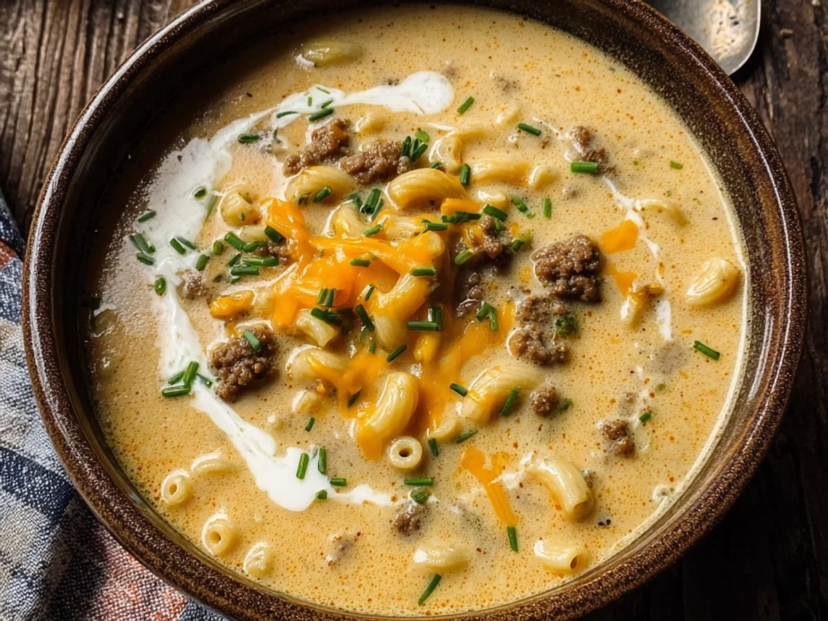 Hearty Cheeseburger Mac Soup: A Comfort Bowl - Image 1