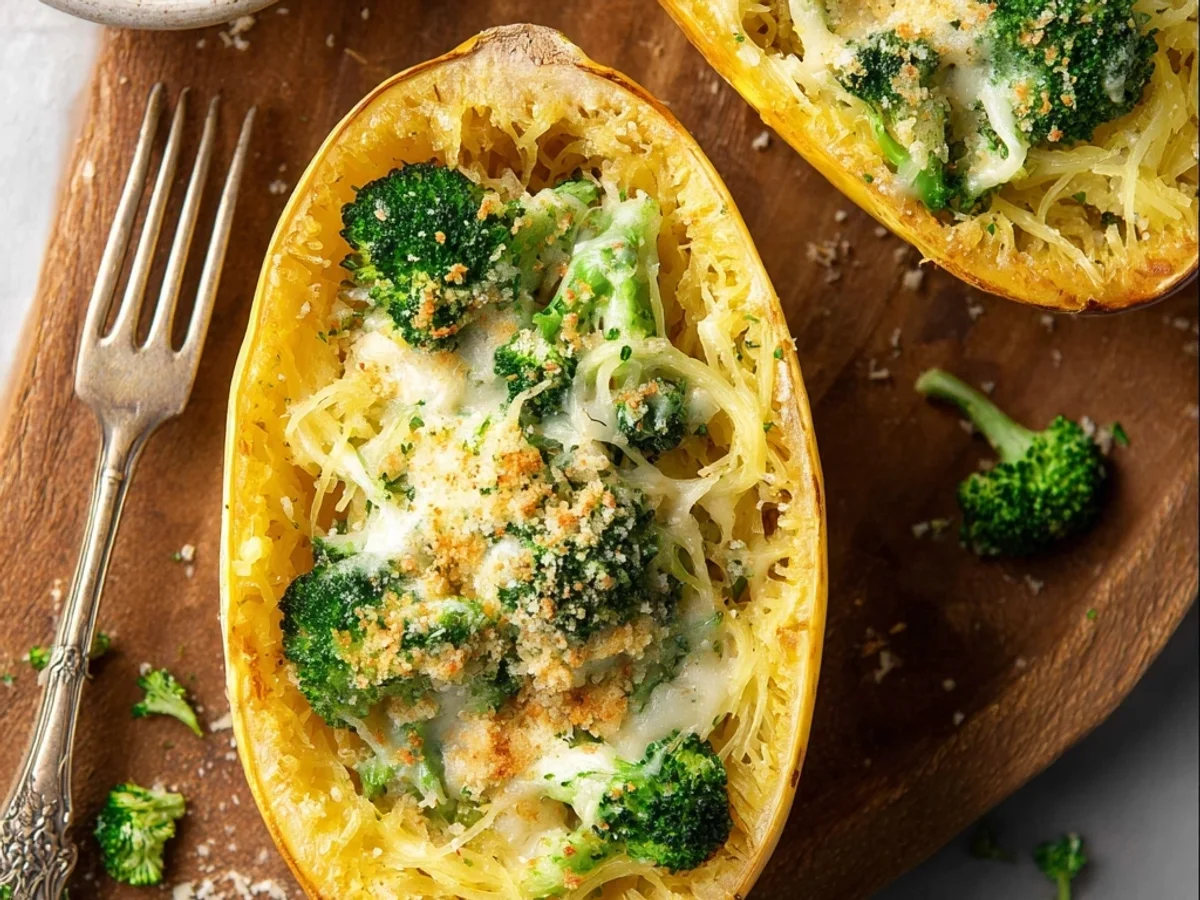Hearty Cheesy Broccoli Spaghetti Squash Bake - Image 1