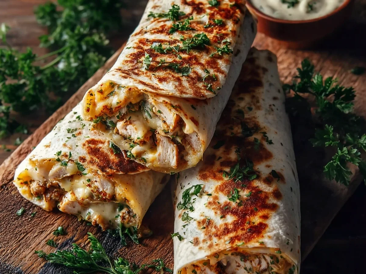 Hearty Cheesy Garlic Chicken Wraps: Quick Weeknight Dinner - Image 2
