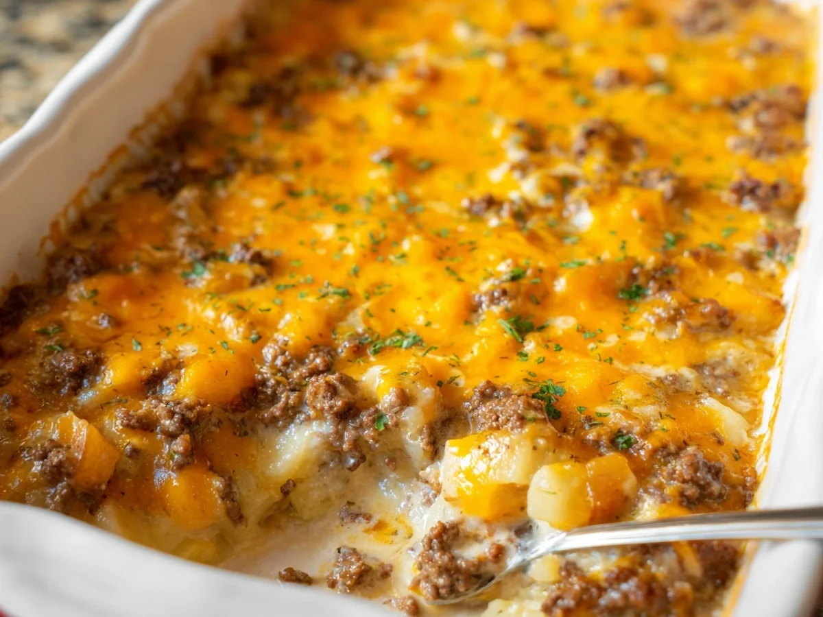 Hearty Cheesy Ground Beef Potato Casserole - Image 1