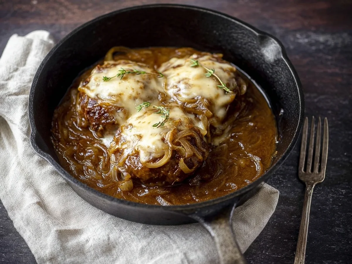 Hearty French Onion Salisbury Steak with Rich Gravy - Image 1