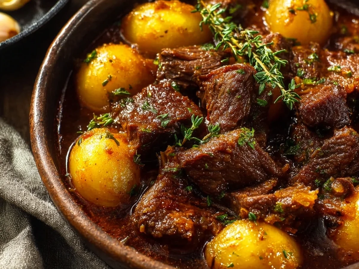 Hearty Slow Cooker Garlic Beef and Potatoes - Image 1