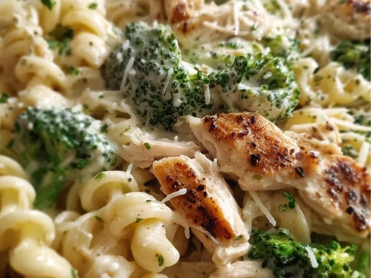 High Protein Creamy Rotisserie Chicken Broccoli Pasta - Image 1