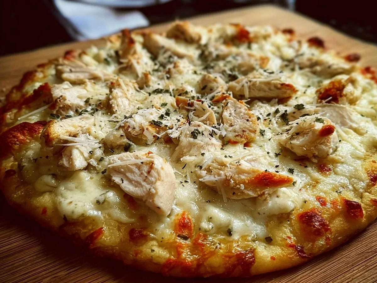 High Protein Roasted Garlic White Chicken Pizza - Image 1