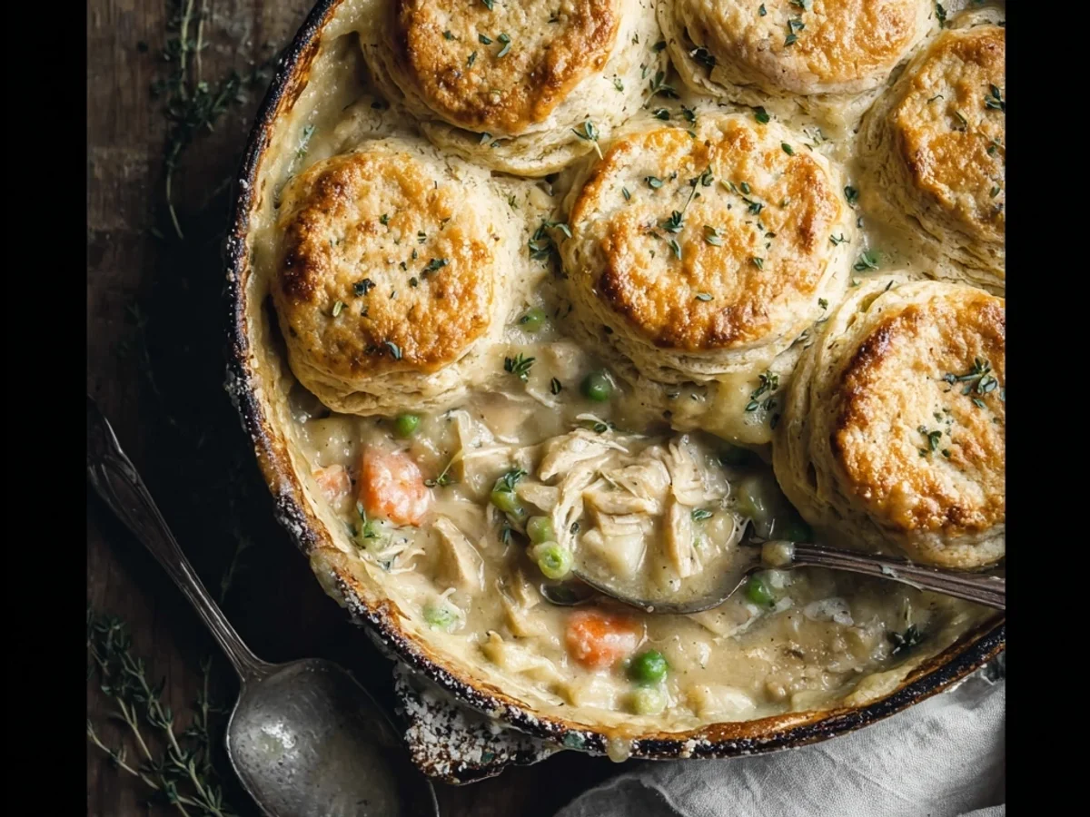 Homestyle Chicken Pot Pie with Fluffy Biscuits - Image 1