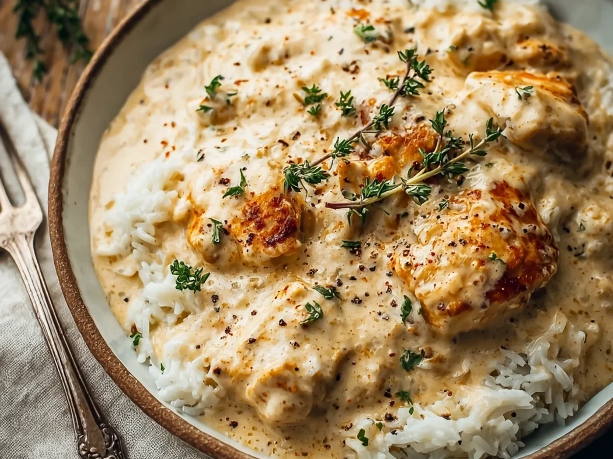 Homestyle Creamy Smothered Chicken and Rice - Image 2