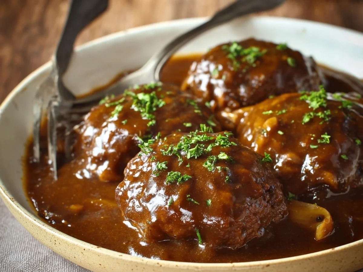Homestyle Salisbury Steak Recipe with Rich Mushroom Gravy - Image 1